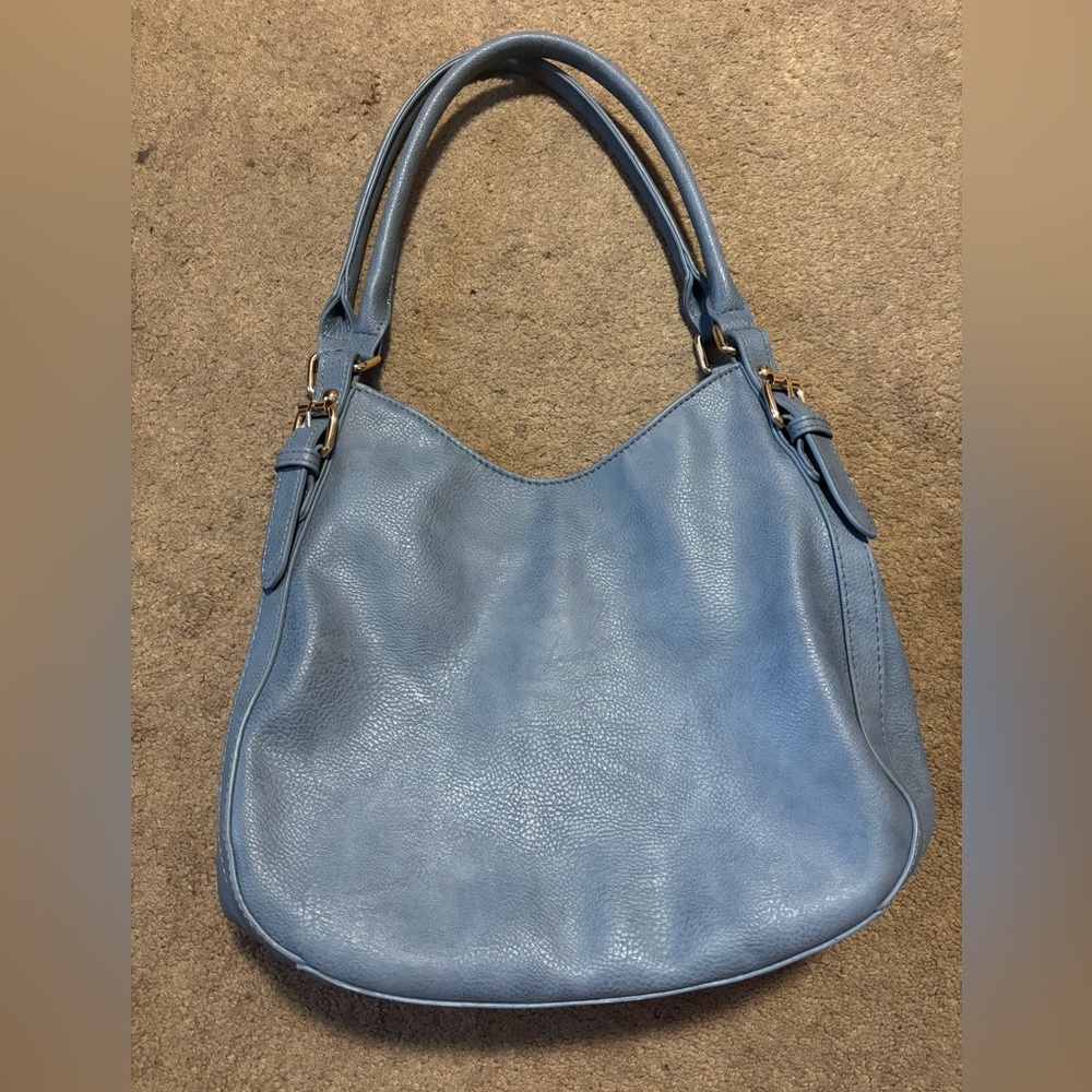 Large heather blue hobo tote bag purse